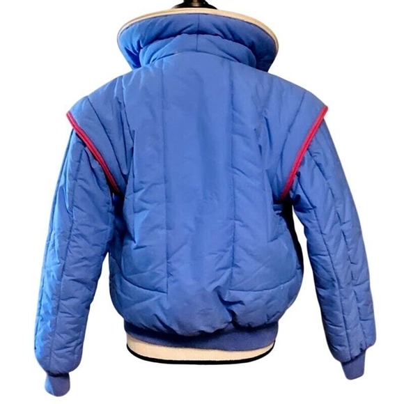OSSI NWOT Vintage Ski Puffer Zip/Snap Women's Jacket in Blue Large - Picture 2 of 10